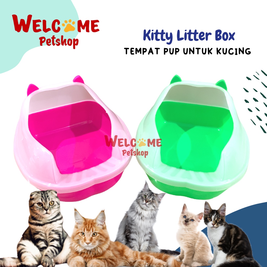 Kitty Litter Box Tempat Pup Kotoran Pipis Kucing Baskom Bak