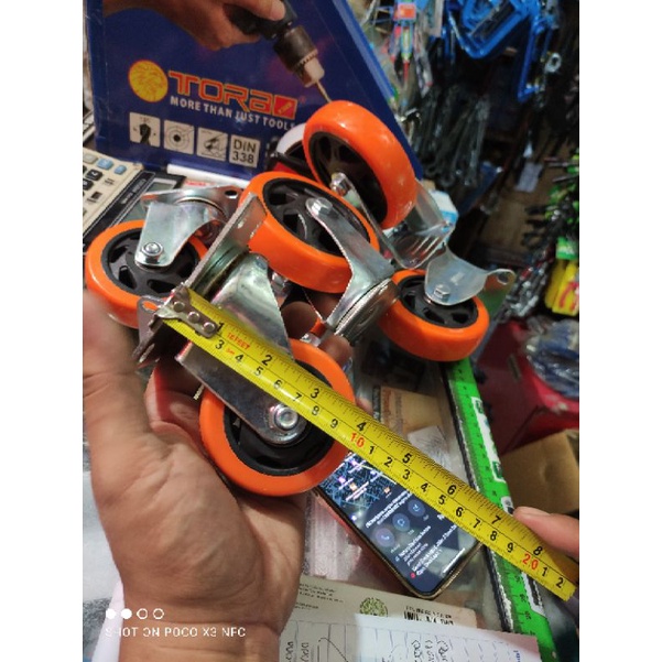 roda orange 3in hidup(mutar/gerak) harga 1pc/roda pvc nilon 3&quot; orange hidup (harga satuan)