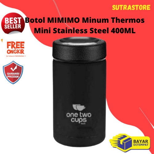 Botol MIMIMO Minum Thermos Mini Stainless Steel 400ML Gelas Cup Tumbler Air Panas Dingin Awet Unik
