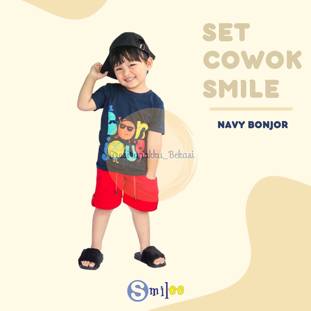 Setelan Anak Cowok Navy Bonjour Sz 1,2,3tahun murah