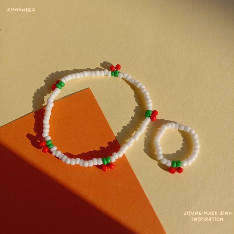 gelang cherry beads manik idol kpop NCT DREAM|gelang cherry jeno jisung|free cincin