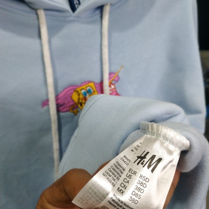 Hnm Hoodie Spongebob Unicorn Mystery Blue H&amp;M Wanita Cewek Pria Free Paper Bag