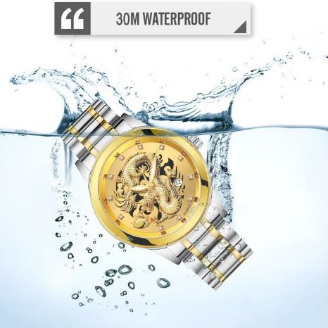 Sudah READY.. FNGEEN Jam Tangan Pria Naga Gold Mewah Stainless Steel Original Tahan Air + Kotak Grat