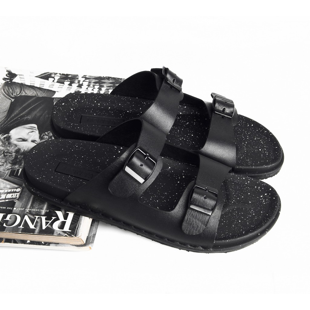 YUNO OREO BLACK |ManNeedMe x Monday| Sandal Casual Pria Outdoor KULIT ASLI ORI