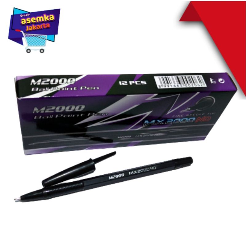 Ballpoint bolpen Pen 12pcs Warna Hitam Model MX2000ND Grosir