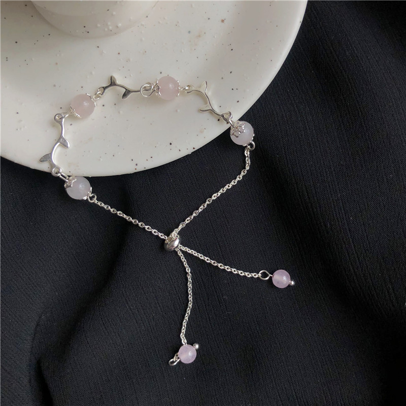 Gelang Kristal Moonstone Bentuk Cabang Bunga Gaya Korea Untuk Wanita