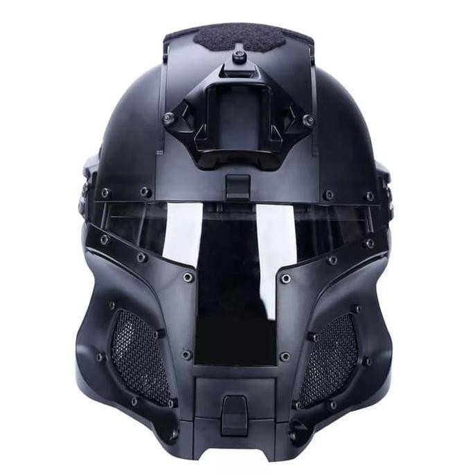 MURAH FULL FACE MOTORCYCLE HELMET BICYCLE TACTICAL HELMETS - HITAM PROMO