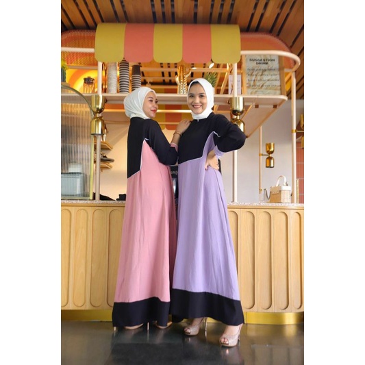 2Tone Maxy, GAMIS WANITA MUSLIM CANTIK FIT TO XXL ZIPPER BUSUI LD110 BAHAN KATUN CRINCLE MIX SHAKILA