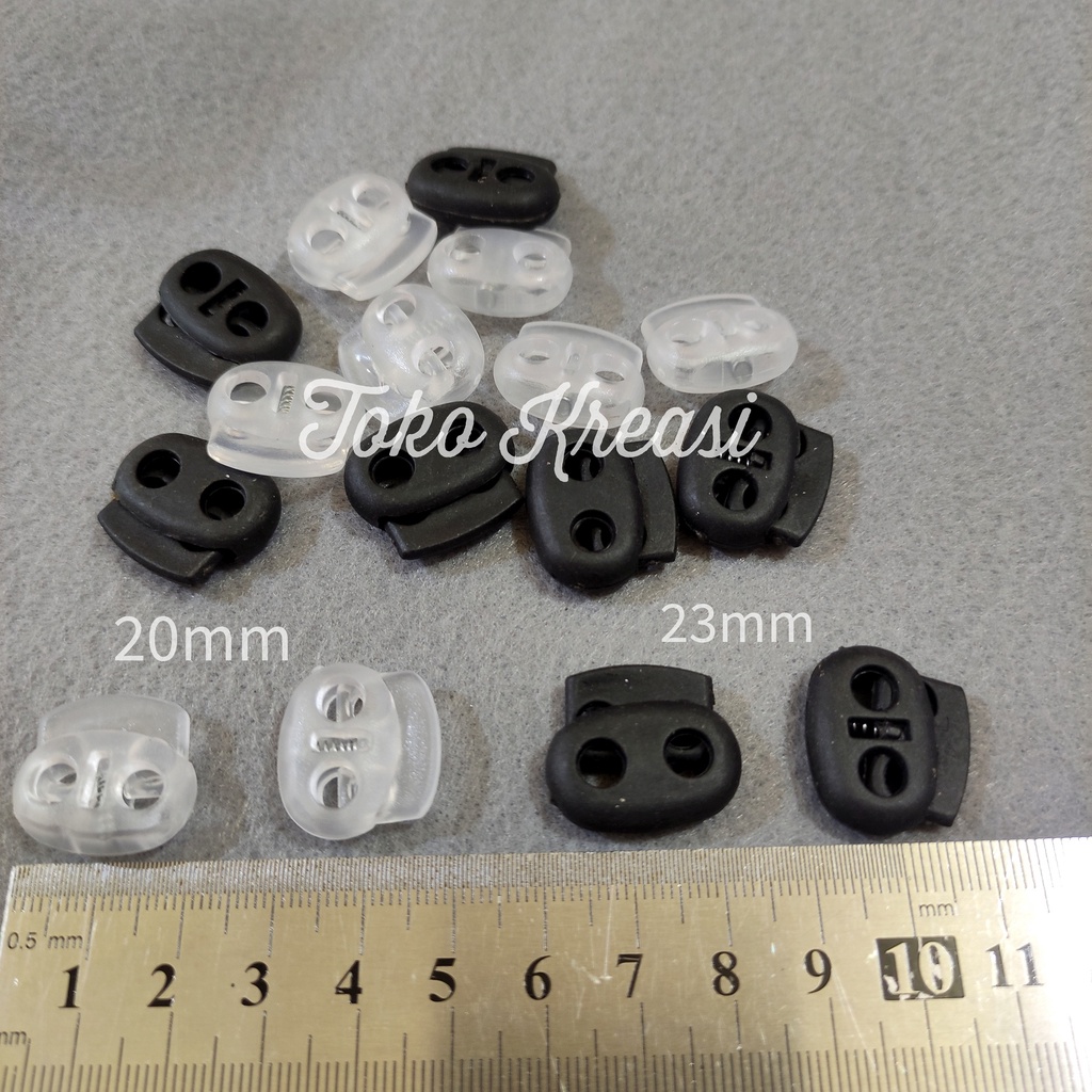 Stopper Gepeng / Stopper compo plastik 2 lubang - Bening / Hitam