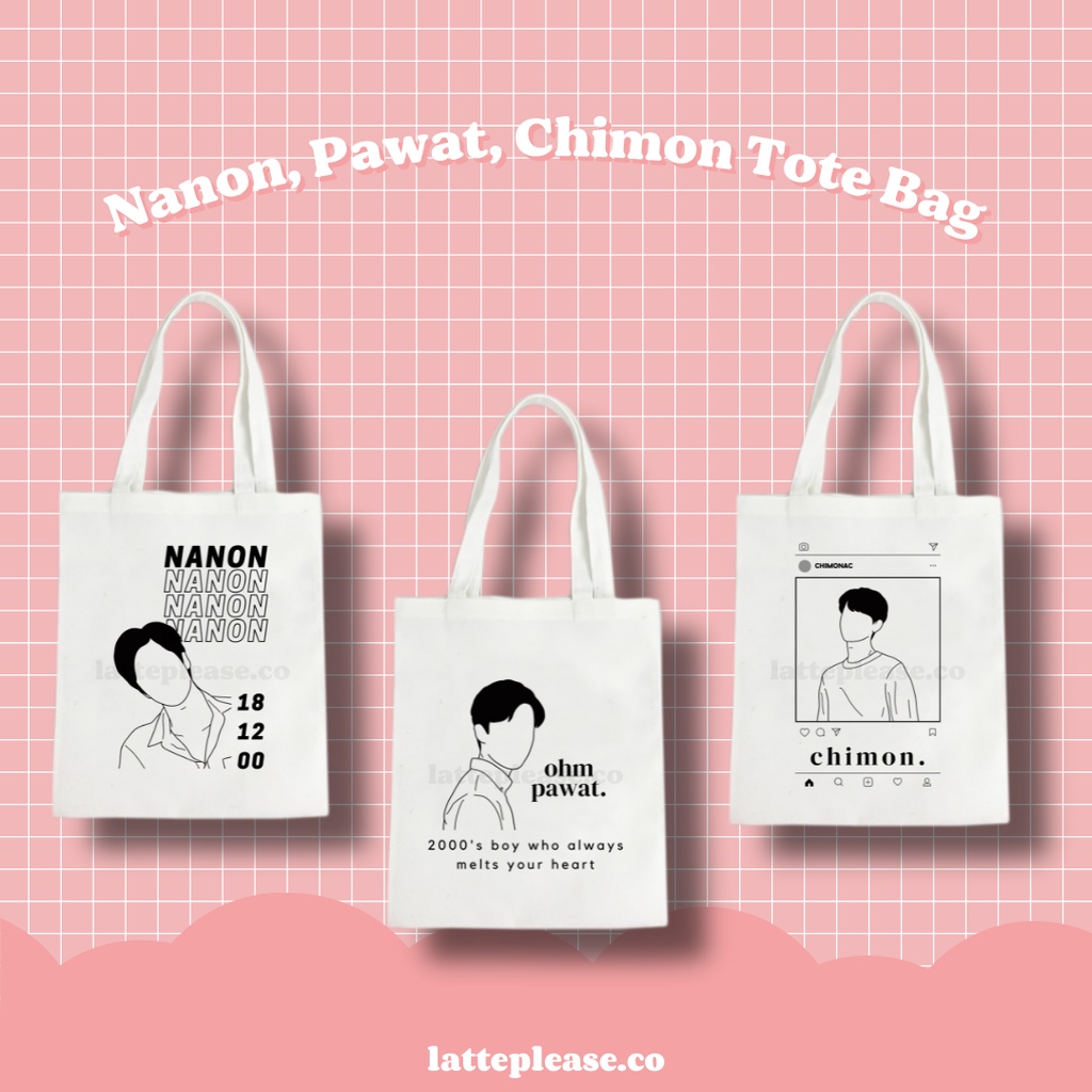 Nanon Korapat Ohm Pawat Chimon Wachirawit GMMTV Canvas Tote Bag Tas Tote Kanvas