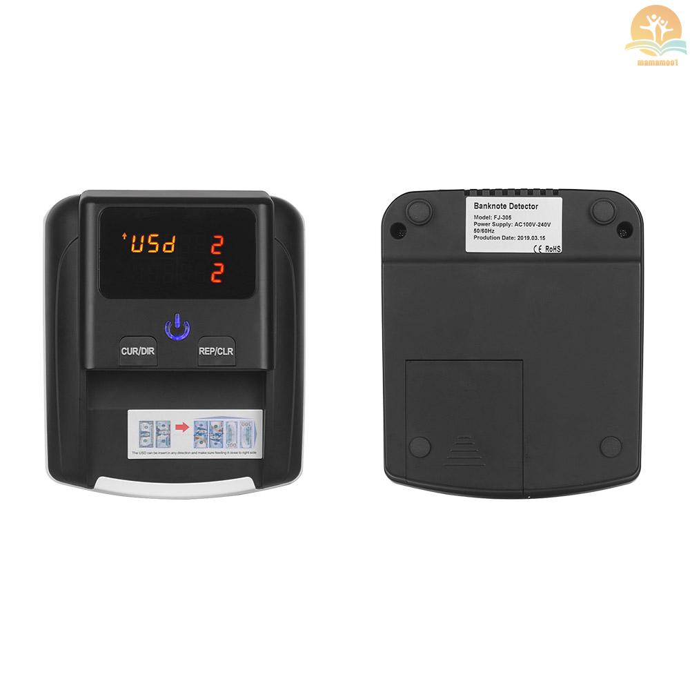 Portable Small Banknote Bill Detector Denomination Value Counter UV/MG/IR Detection with Battery Counterfeit Fake Money Currency Cash Checker Tester Machine for USD EURO