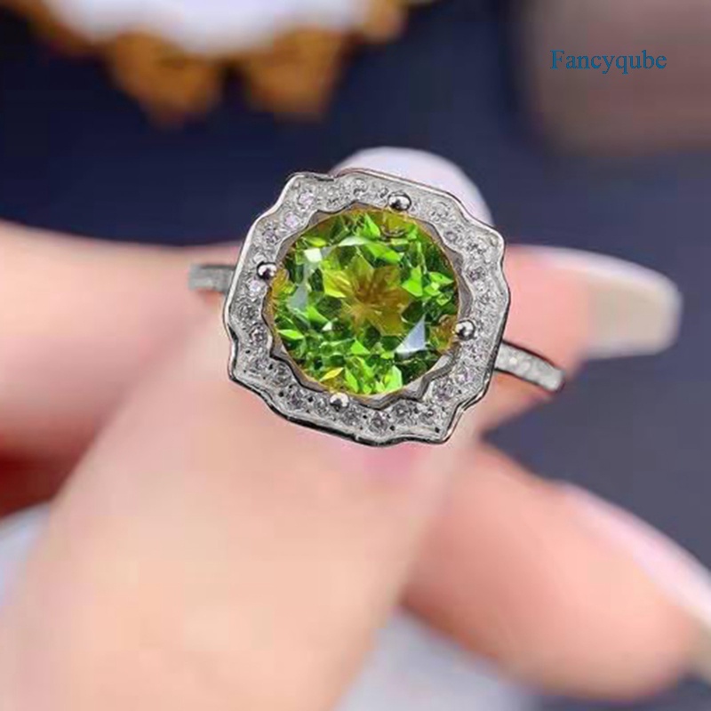 Cincin Wanita Desain Unik Hias Zircon AAA Bulat Warna Hijau Untuk Pernikahanpertunangan