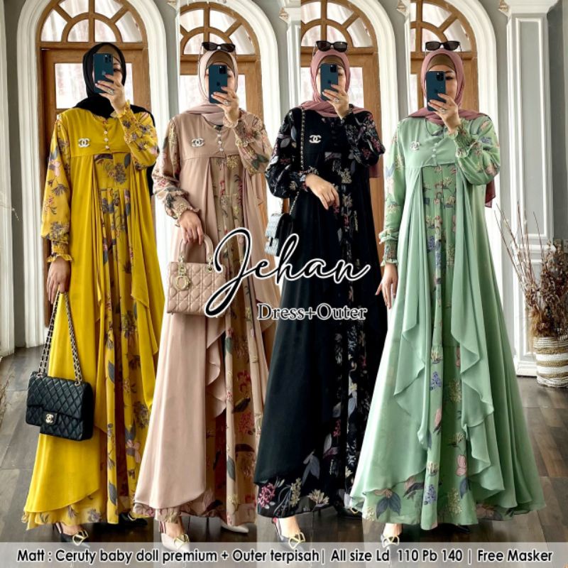 Humaira99 Gamis syari set outer 2in1 maxi busui dress jehan 1