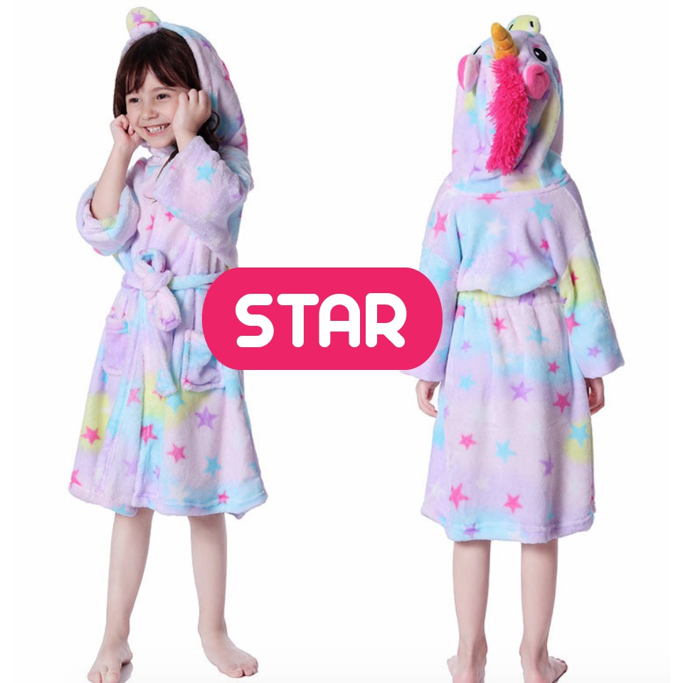 BAJU KIMONO PIYAMA KOSTUM Bahan Flannel UNICORN KID BATH anak