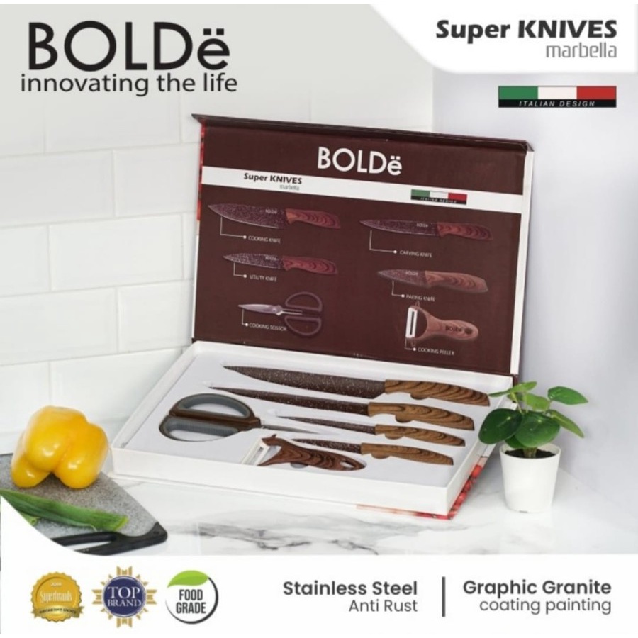 Pisau Set Bolde Marbella 6pcs Bolde Knives Set + Gunting Knifes Set