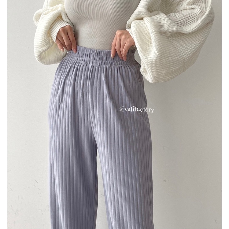 SIVALI Bora Pants | Celana Kulot Knit Wanita Tebal 1800 - Celana Kulot Highwaist