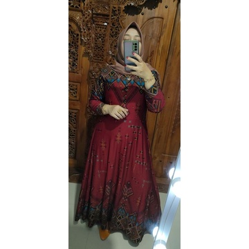 Gamis bahan calvin jeans (denim) tebel adem melar juga size standar dan jumbo