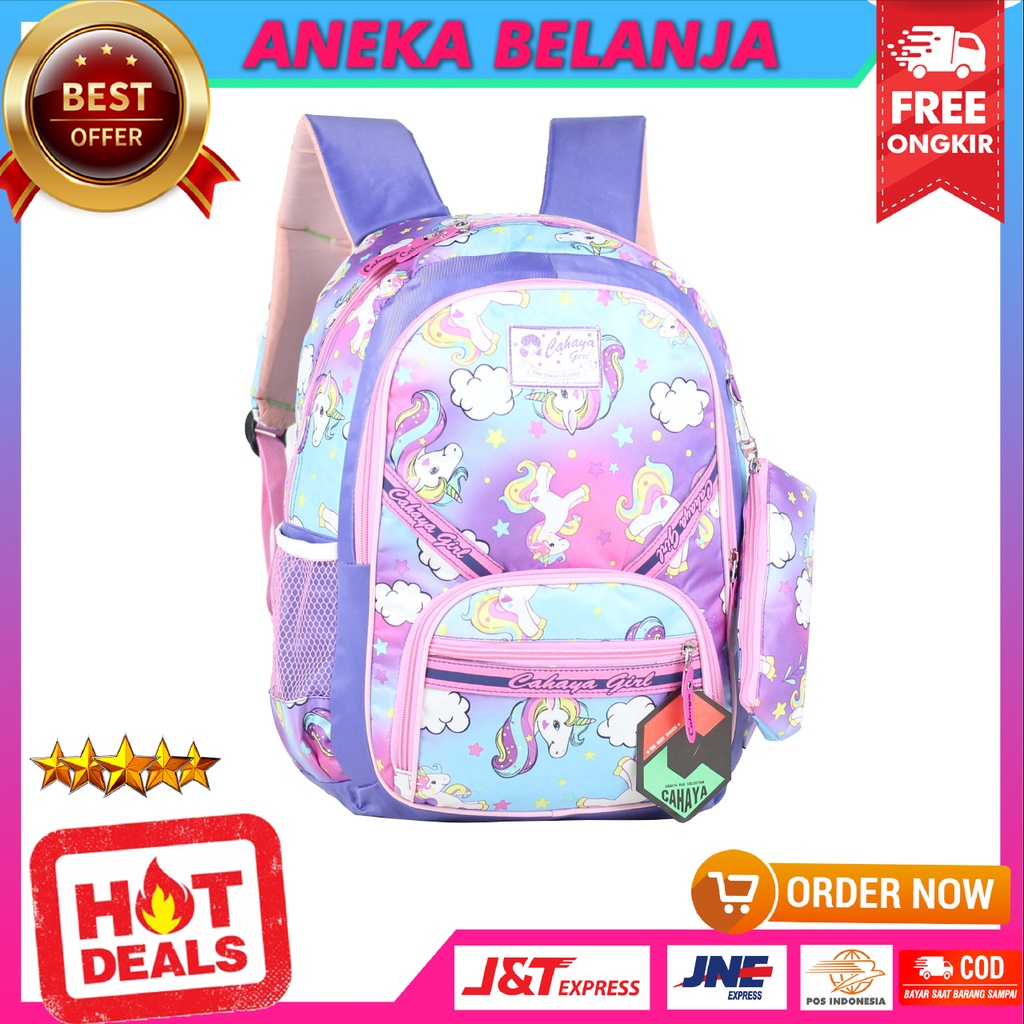 Ready Stock Tas Ransel Fashionable Anak Cewek Cahaya Girl Unicorn Ungu Lucu Imut Tas Ransel Import Anak Perempuan Anak TK SD SMP Bagus Keren Free Raincover Multifungsi Backpack Anak Cewe Stylish Kece Hangout TPQ TPA Temurah Terlaris Berkualitas