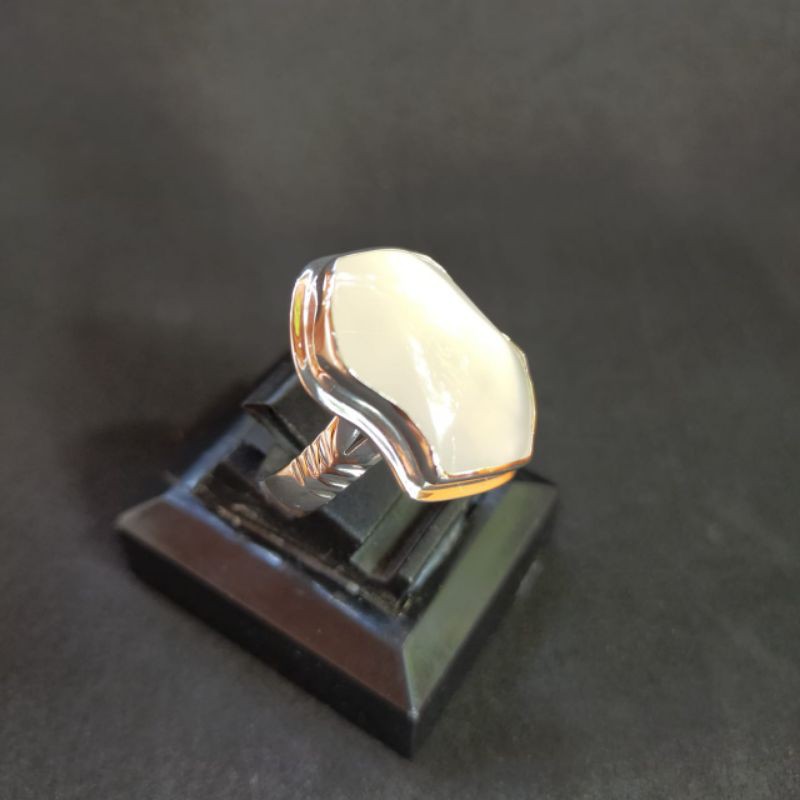 cincin perak murni motif terompah nabi ( natural stone )