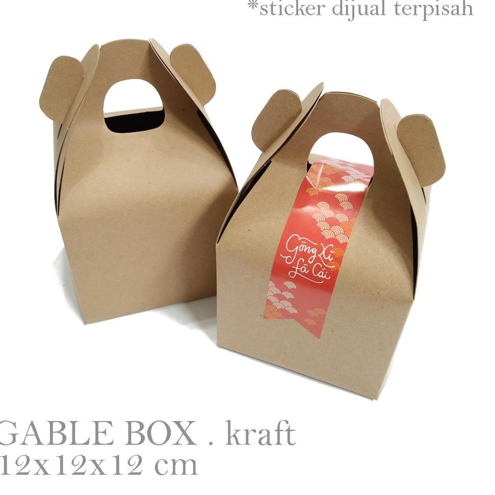 

RAMADHAN Promo Brand [HARGA 10pcs] GABLE BOX KRAFT 350GR: 12x12x12 cm / snack box / hampers box/ bo