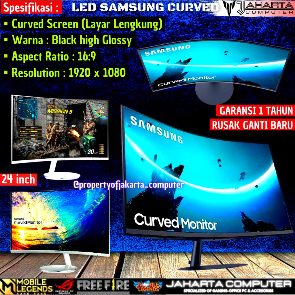 Monitor Led Samsung F390 Curve - 24 Inch PC Komputer - PLS VGA HDMI BERGARANSI