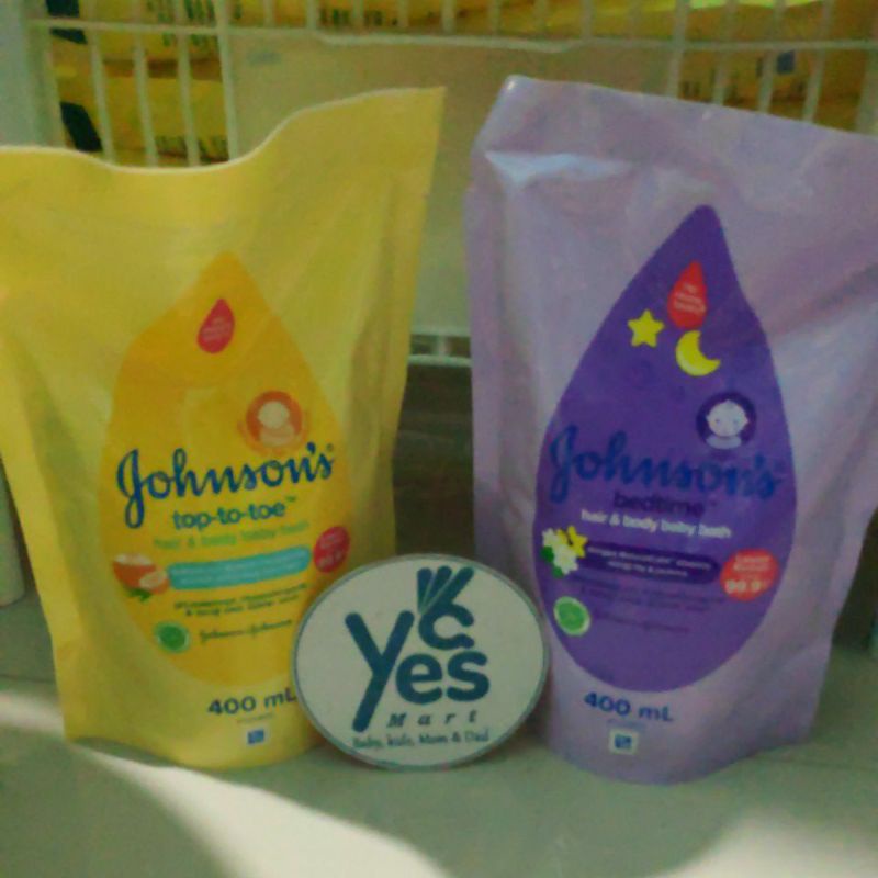 Johnson Hair &amp; Body baby Bath Top to Toe Newborn Refill 400ml Kuning Bedtime Ungu Johnsons Milk &amp; Rice Bayi Baru Lahir Kuning Jonson Sabun CAIR dan Sampo Johnson's Shampo