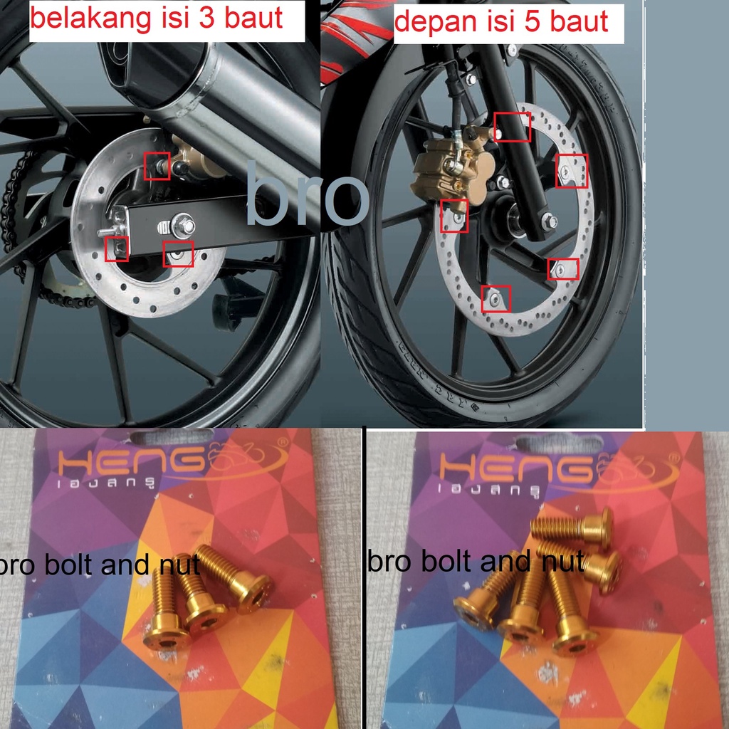 Baut Probolt Disc Cakram Disk Satria Fu  Gsx 150 Shogun 125 Original Heng Thailand Per Set