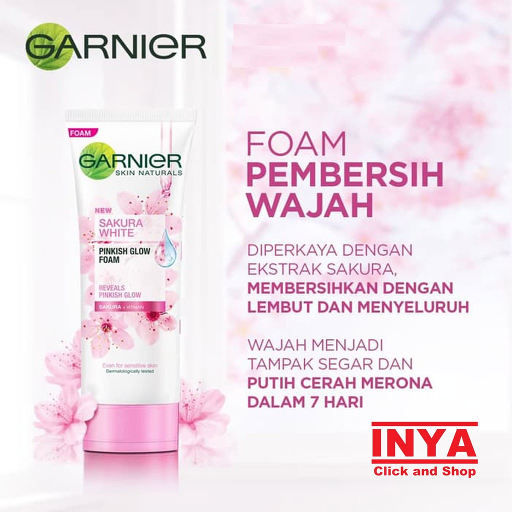 GARNIER SAKURA WHITE PINKISH GLOW CLEANSER FOAM 100ml - Sabun Muka