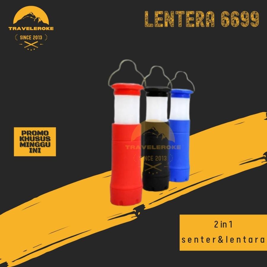 Senter Multifungsi Senter + Lentera 6699 Senter Camping Lampu Tenda Lampu Camping Senter Hiking