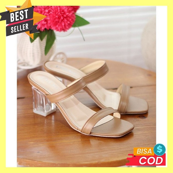Fj3972 Sandal High Heels Pesta Sendal Hak Hils Tahu Wanita Cewek Kekin Dion Heels Kaca 7Cm Derlina L