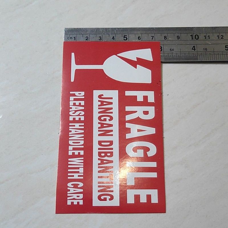 Stiker Fragile ukuran 7,5cm x 13cm 100pcs