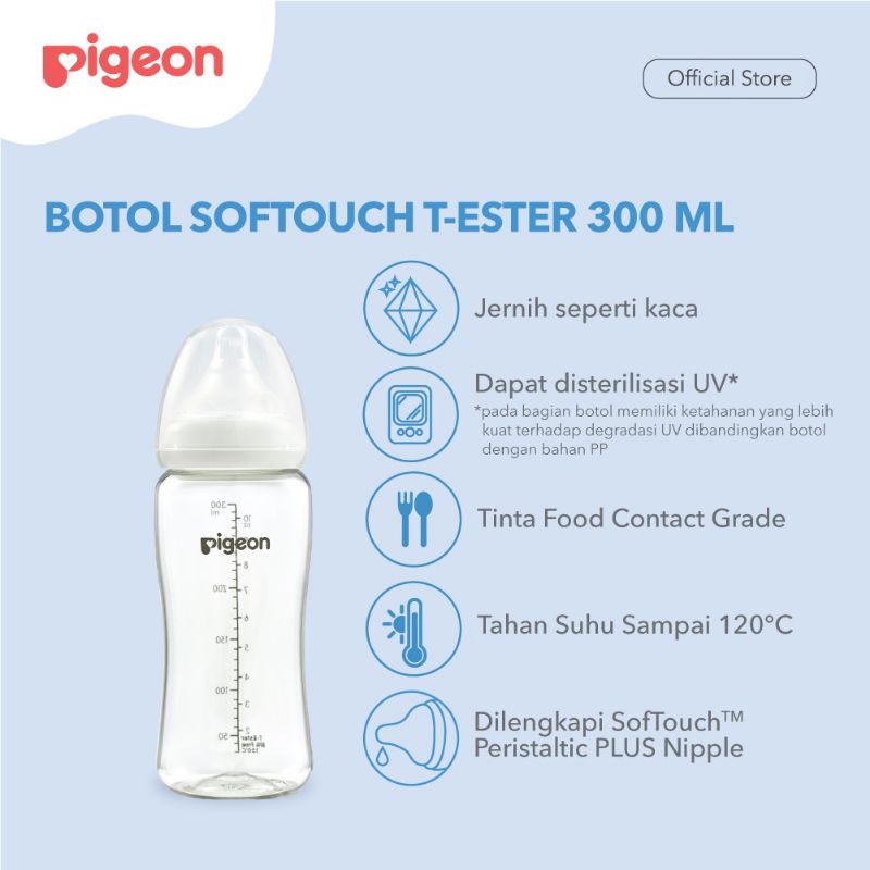 Pigeon T-Ester Wide Neck 200 ml &amp; 300 ml - Botol Susu Anak