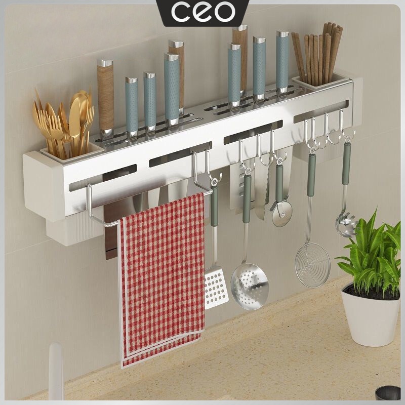 CEO Rak Pisau Dapur Gantung Stainless Steel Tempat Sodet Spatula Dapur Gantung Lap Dapur