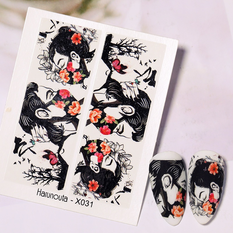 Harunouta Stiker Decal Transfer Air Motif Buah / Bunga / Daun Untuk Dekorasi Nail Art / Kutek Gel UV