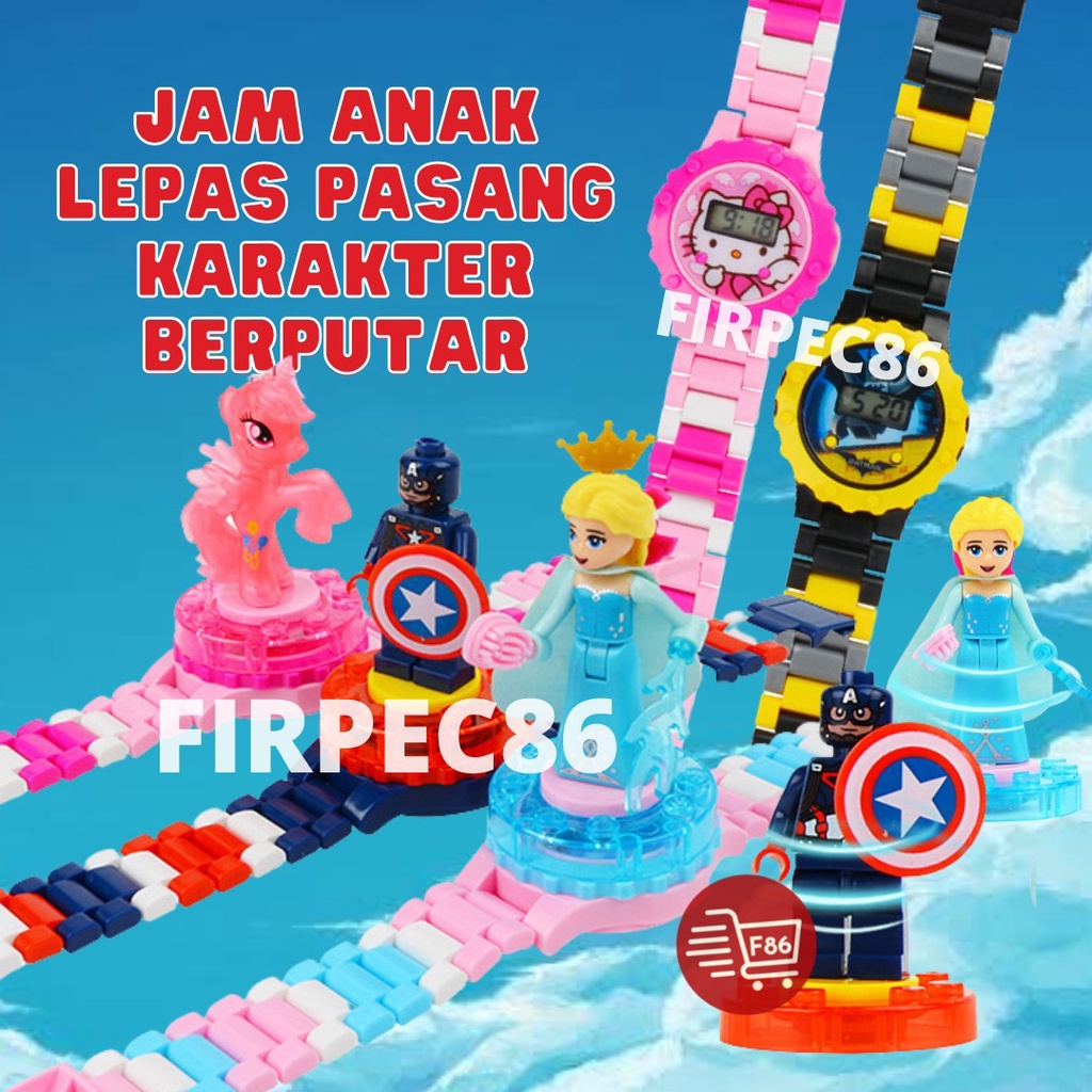 F86 Jam Anak LE GOp KADO Cewe Cowo lucu Frozen, Cars, LOL, Little Pony