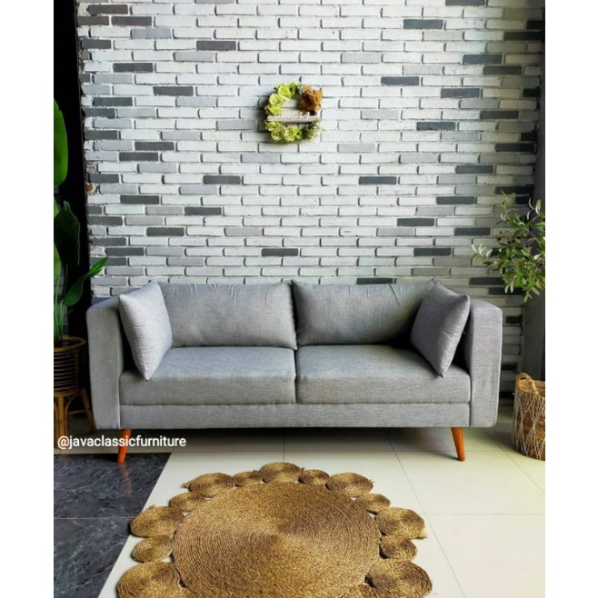 SOFA TV RETRO MINIMALIS SCANDINAVIA 2 SEATER RUANG TAMU PANJANG 180cm KURSI SOPA KAIN JOK BLUDRU BUS