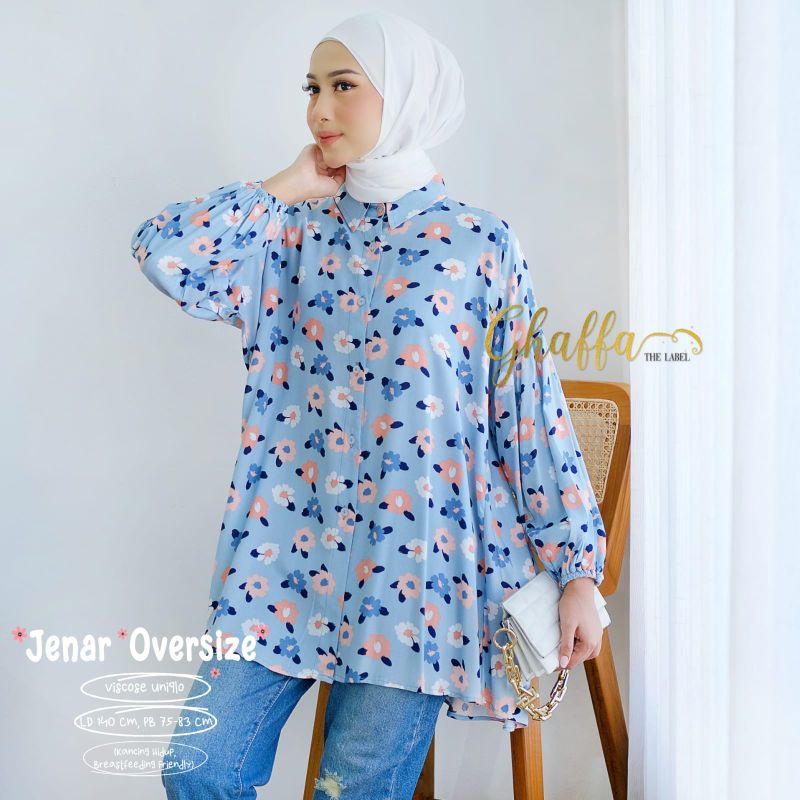 JENAR OVERSIZE BY GHAFFA THE LABEL / BLOUSE MOTIF WANITA MUSLIMAH / Blouse jumbo rayon viscose