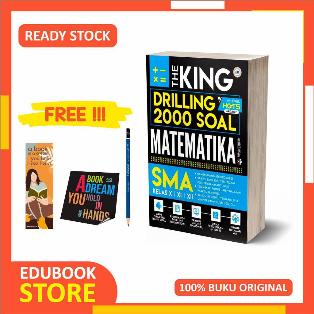 

MATEMATIKA SMA THE KING DRILLING 2000 SOAL - FORUM EDUKASI - (BONUS PENSIL 2B, BOOKMARK, STIKER)