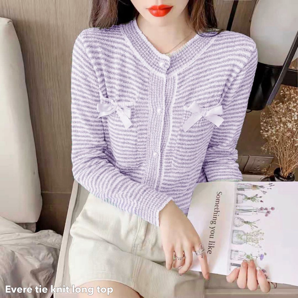 Evere tie knit long top -Thejanclothes