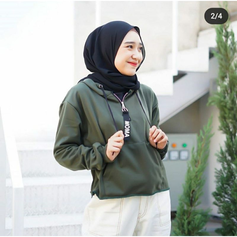 JAKET CROP MOMO HOODIE.WANITA CROP BLOUSE CROP MOMA-8