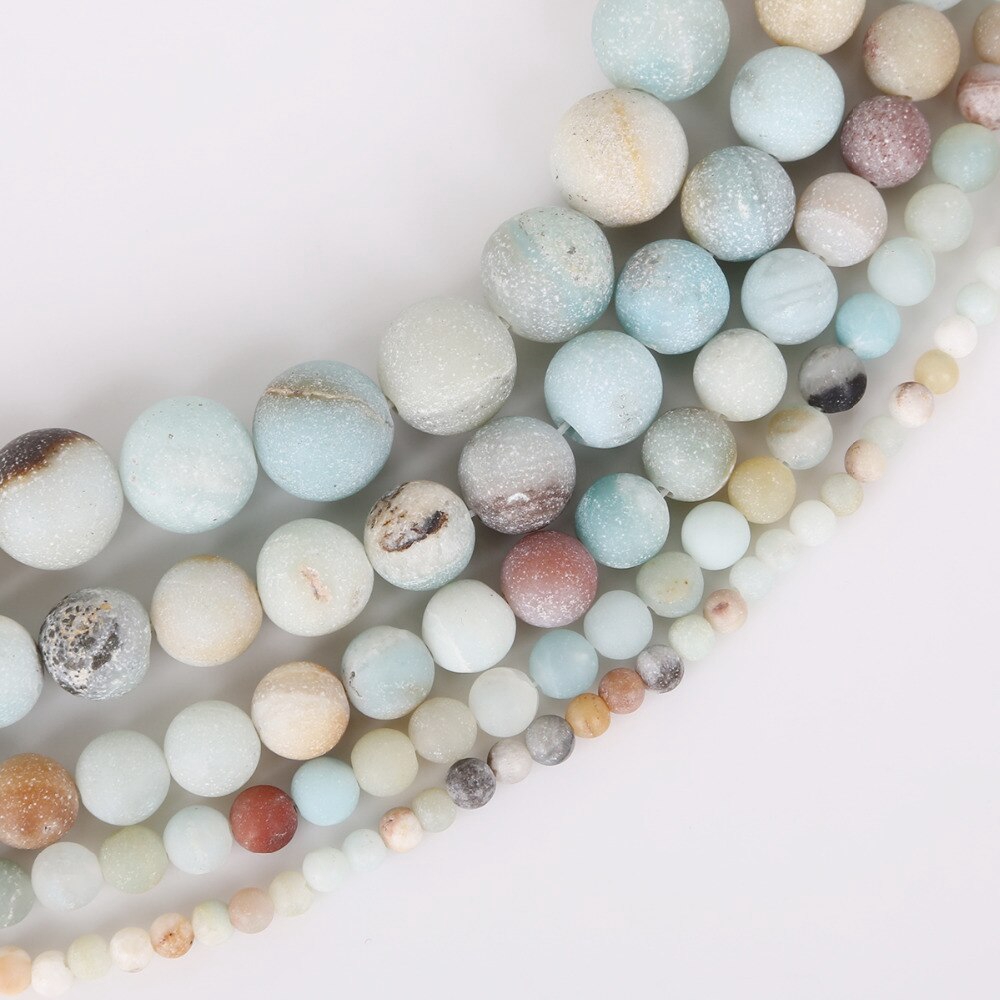 Untaian Manikmanik Batu Amazonite Agata Bulat Warna Warni Matte Ukuran 4 6 8 10 12mm