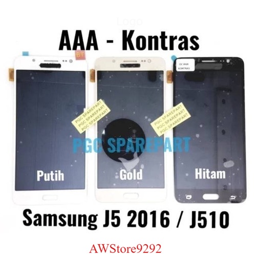 Layar Sentuh LCD TS Touchscreen Fullset Samsung J5 2016 J510 AAA CONTRAS BLACK GOLD WHITE