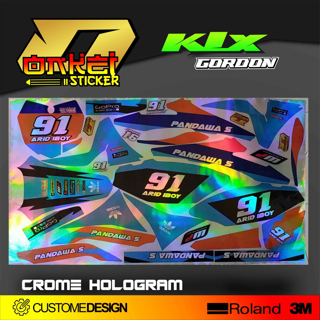 DECAL STICKER KLX GORDON CHROME HOLOGRAM