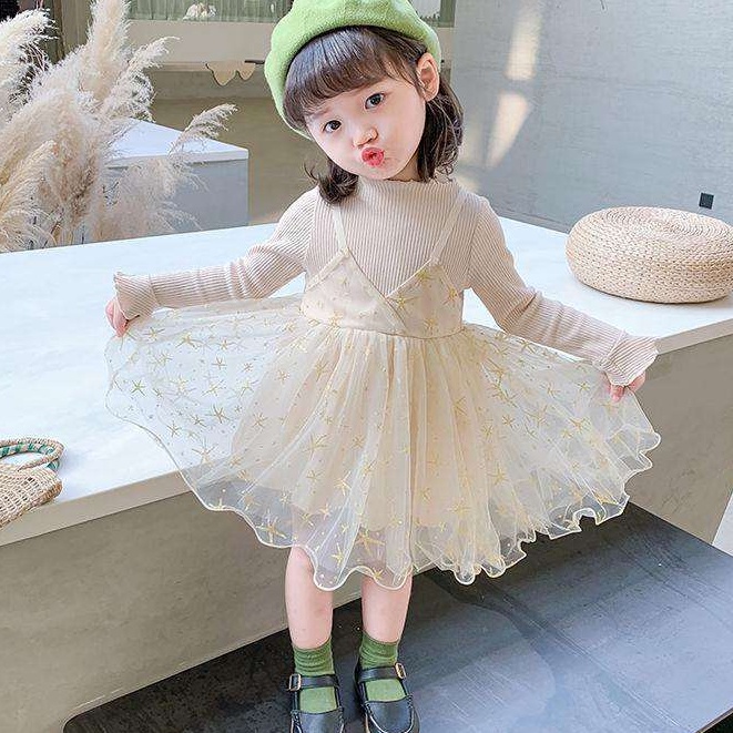 SALE DR30- 0-3T Dress Anak Bayi Perempuan Stary Stary Night