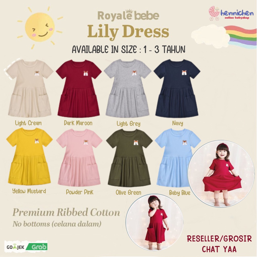 ROYALE BEBE LILY SET DRESS ANAK PEREMPUAN DRES ANAK DRES BAYI PIYAMA ANAK 1-3 Tahun