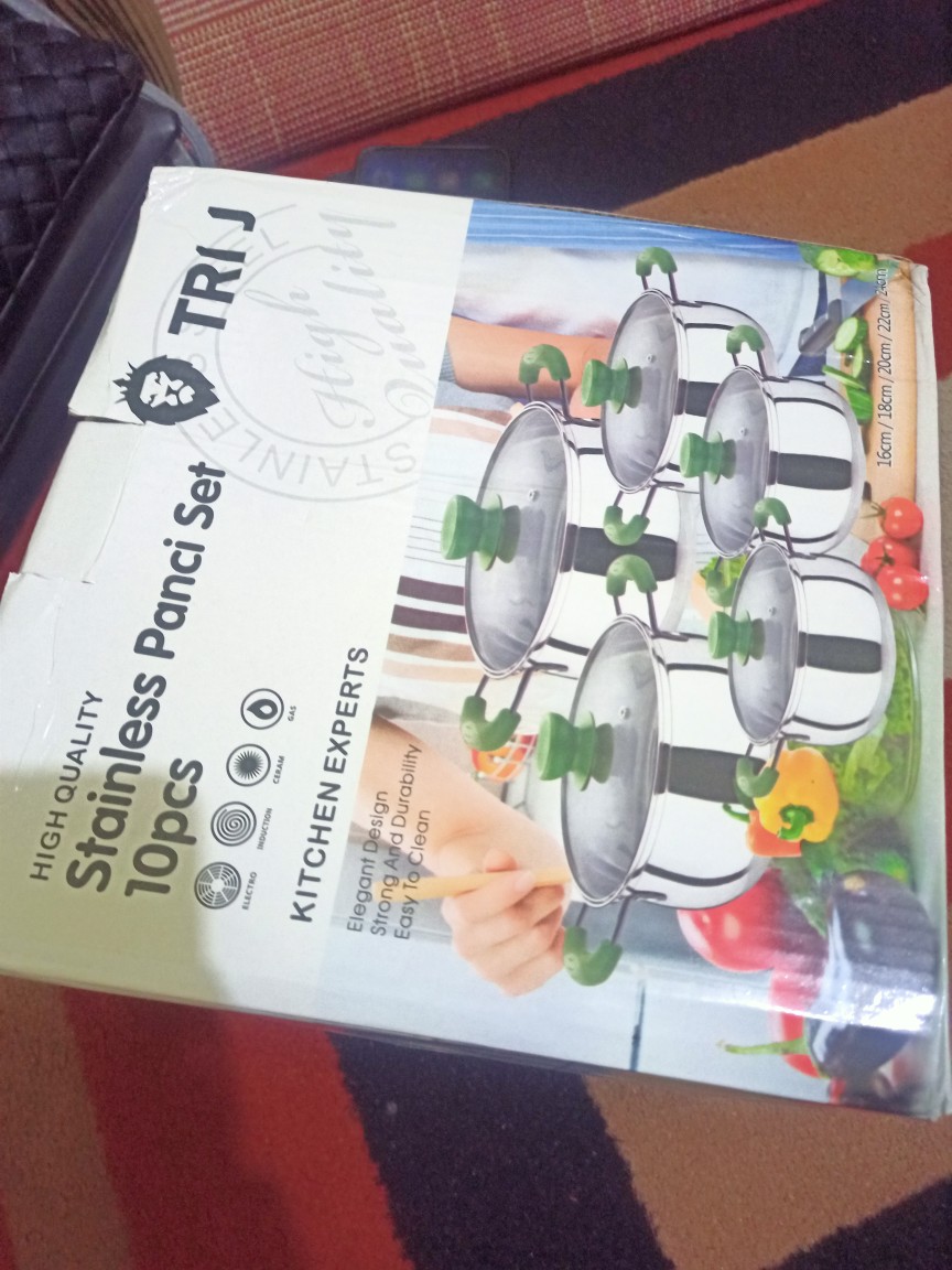Panci Stainless 10 Pcs Set + Tutup Kaca Ndo  Tri J