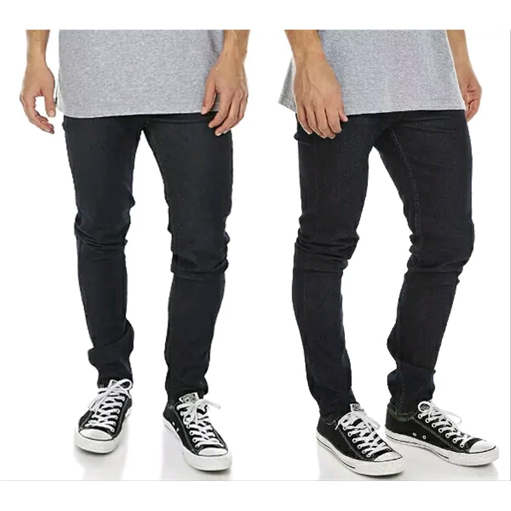 Celana Jeans Pria Skinny Biker Motor Knee Rips Black Denim Streact Berkualitas