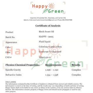 Happy Green Birch Sweet Essential Oil - Minyak Atsiri Birch Manis 100%