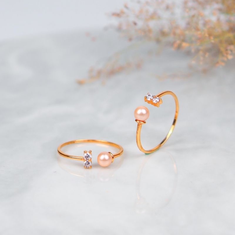 Cincin Emas  Talipan Mata Mutiara 1 Variasi Mata Putih 2 - Toko Emas Gadjah