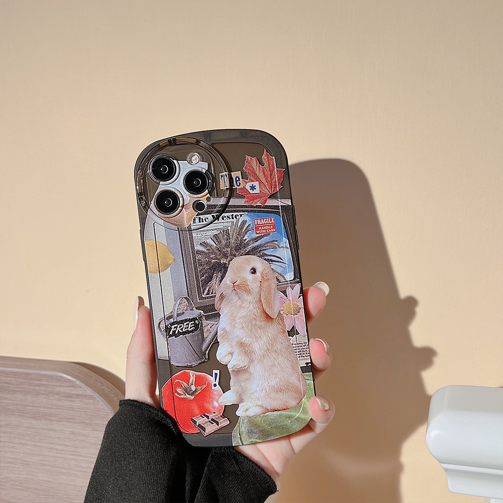 Soft Case Bahan TPU Motif Kelinci Untuk iPhone 14 14pro 14Plus 14prm 13 13pro 13pro 13prm 11 6splus 7Plus 8Plus Xr XS 13 12pro Max